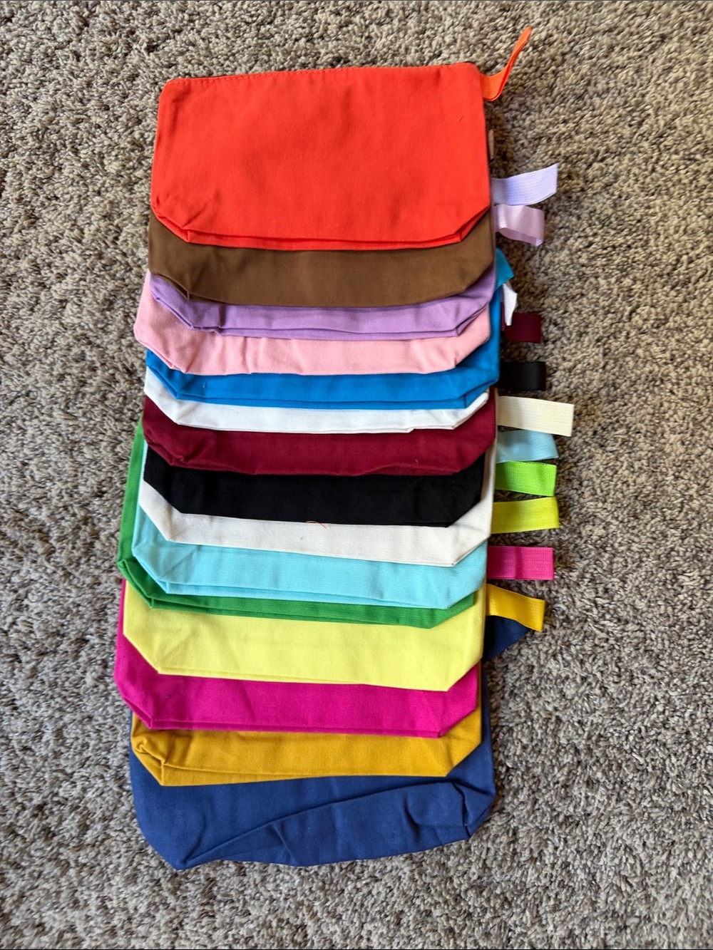 Kids Bright Canvas Zip Pouches - Assorted Colors